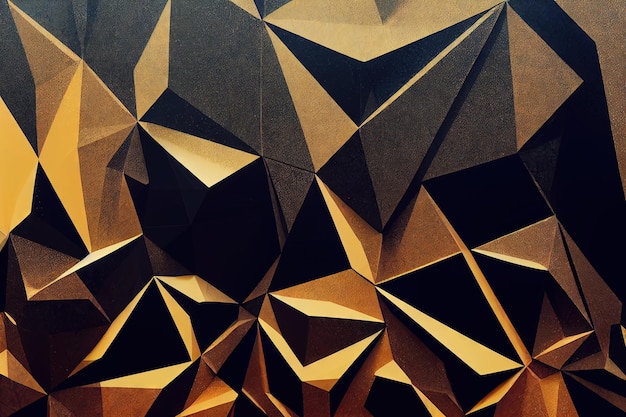 Business geometric background with chaotically arranged black gold facets