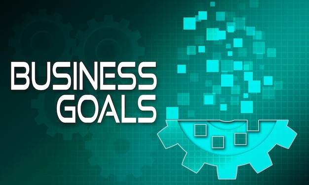 Business goals with blue digital cogwheels