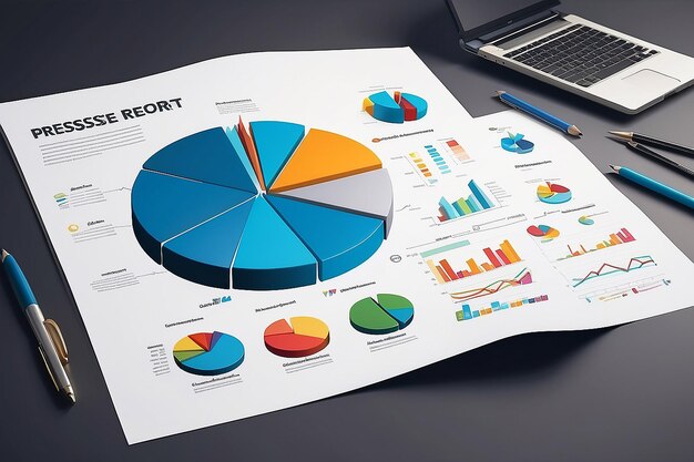 Business graph chart paper illustraion business pressentation pie chair diagram report info