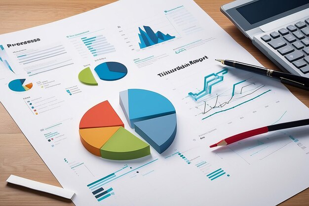 Photo business graph chart paper illustraion business pressentation pie chair diagram report info