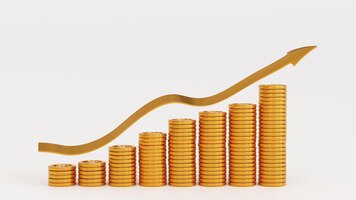 Фото Бизнес-график или гистограмма со стопкой золотых монет рост бизнеса финансовый 3d рендеринг