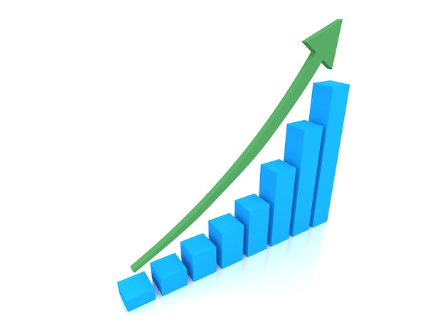 Business graph  on white .3d rendering