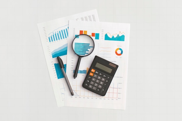 Business graphs, charts on table. Financial development, Banking Account, Statistics