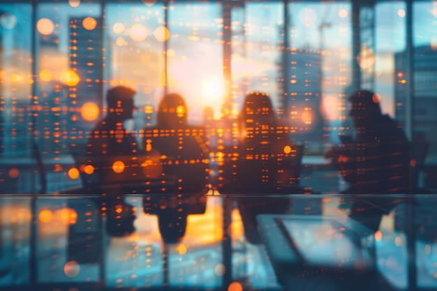 Photo business group standing by window