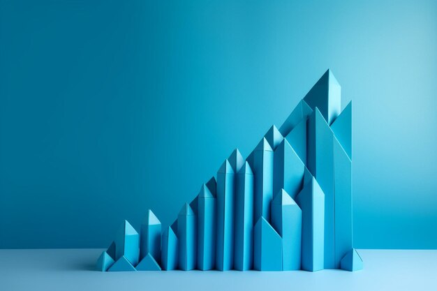 Photo business growth arrow rise up to success goal on blue background