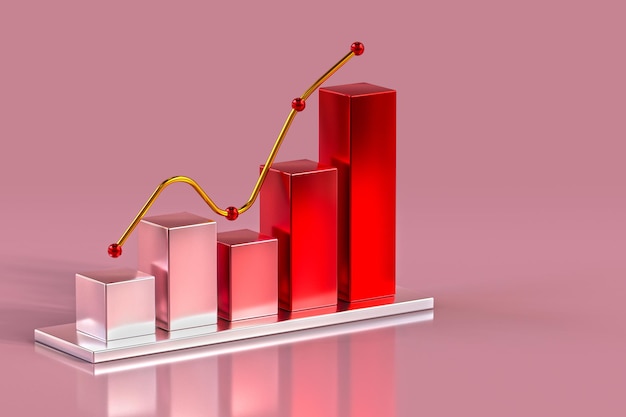 Business Growth Bar Graph Curve 3d Rendering