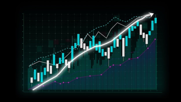 Business growth concept in allusive graph chart showing marketing sales profit