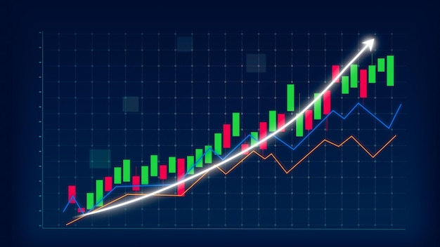 Business growth concept in allusive graph chart showing marketing sales profit