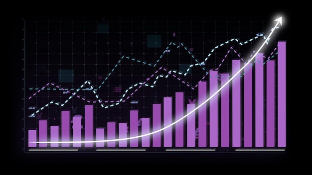 Photo business growth concept in allusive graph chart showing marketing sales profit