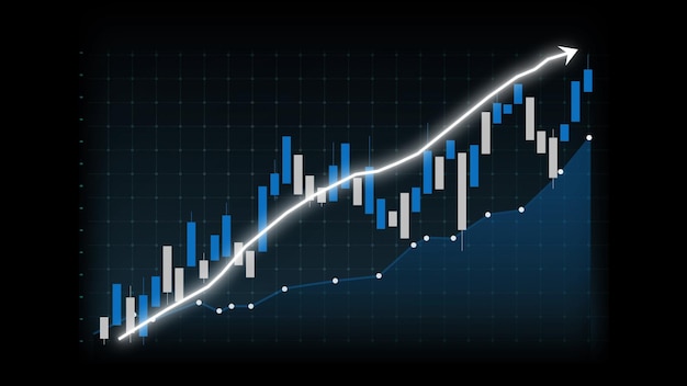 Business growth concept in allusive graph chart showing marketing sales profit