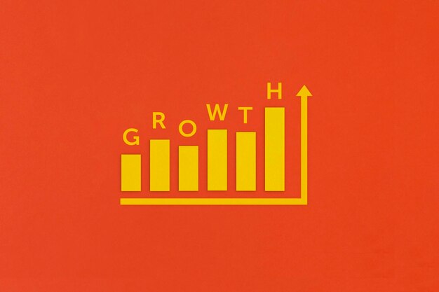 Photo business growth concept financial report with graphs and arrow