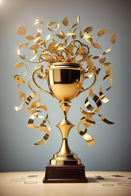 Business growth concept with trophy