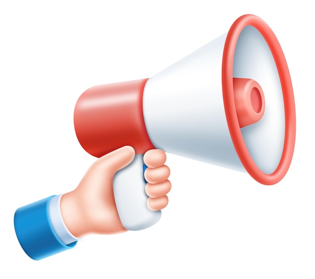 Business hand with megaphone sign symbol icon
