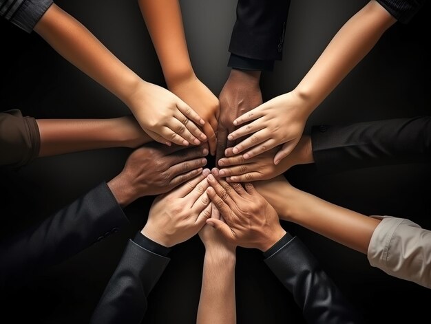 Business hands joined together en teamwork banner voor website banners