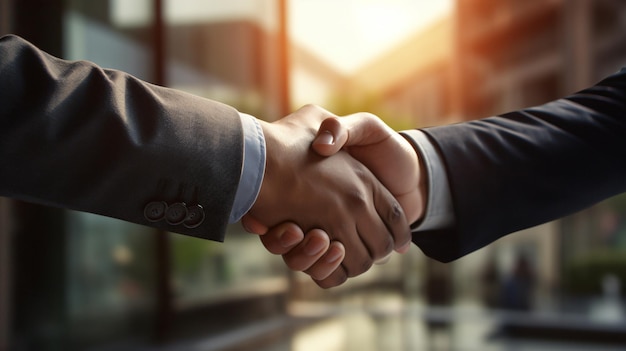 Business handshake after success deal with cooperative