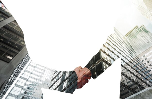 Photo business handshake and business people on background