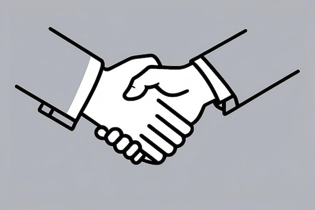 Business handshake contract agreement thin line art vector icon for apps and websites