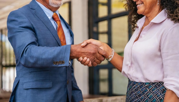 Business handshake of senior age businesspeople