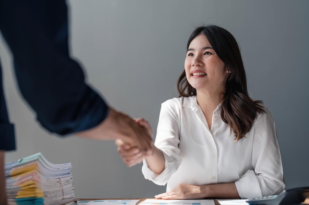 Business handshake for teamwork of business merger and acquisitionsuccessful negotiatehand shaketwo businessman shake hand with partner to celebration partnership and business deal conceptx9