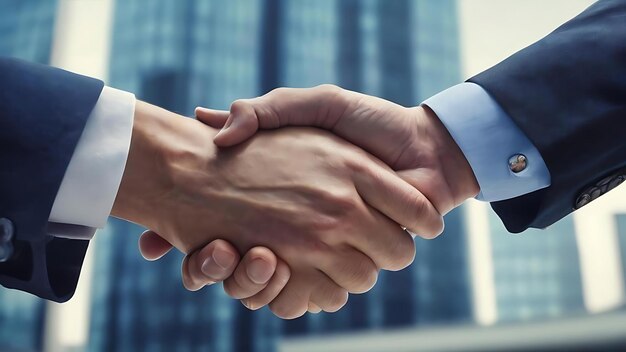 Business handshake technology corporate business concept