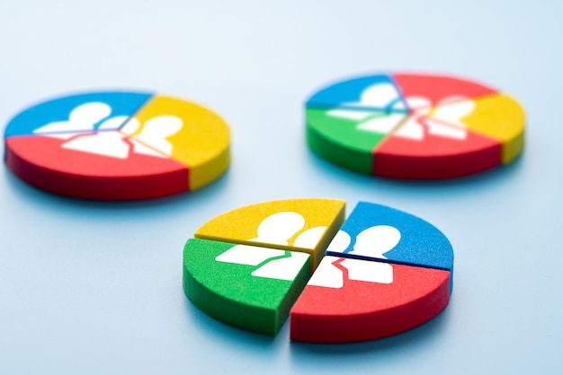 Business and HR icon on colorful puzzle