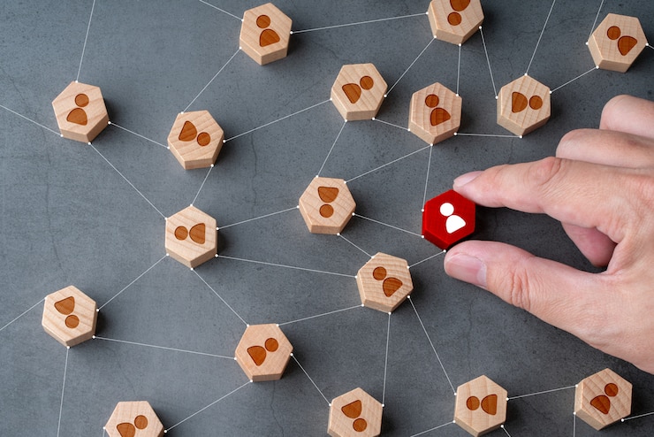 Business & HR pictogram op zeshoek puzzel