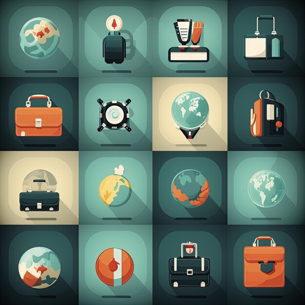 Photo business icons icons representing businessrelated concepts such as a briefcase dollar sign and handshakegenerated with ai