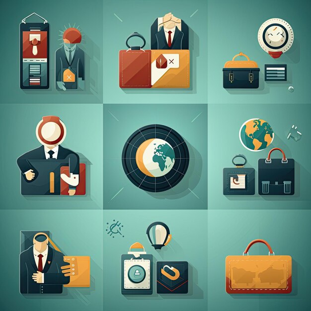 Business Icons Icons representing businessrelated concepts such as a briefcase dollar sign and handshakeGenerated with AI