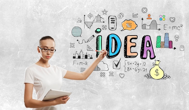 Business idee en creativiteit concept. Gemengde media