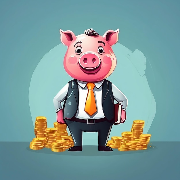 Business illustration cartoon piggy bank