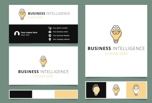 Photo business intelligence logo design with editable slogan