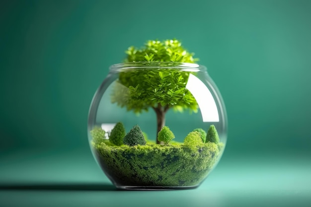 Business investment growth and interest concept Small plant growing in glass Created with Generative Ai Technology