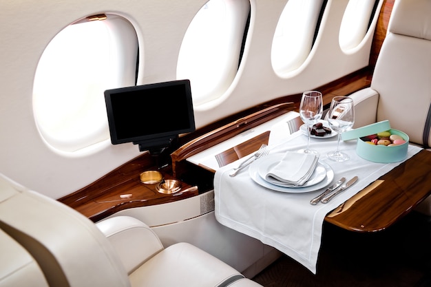 Business jet aircraft interior view