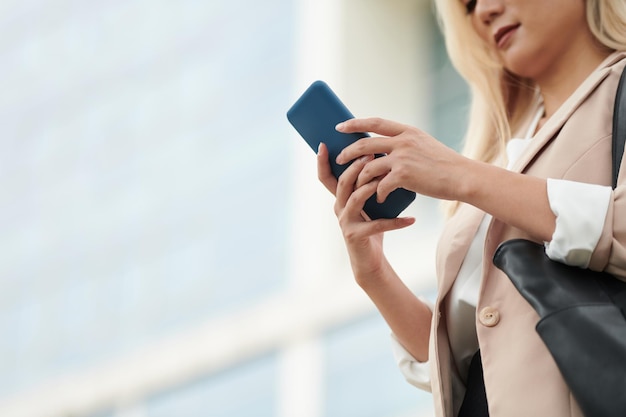 Business Lady Texting Colleague