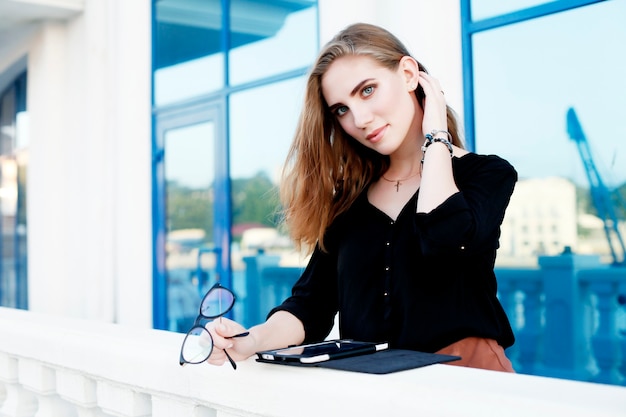 Business lady with tablet