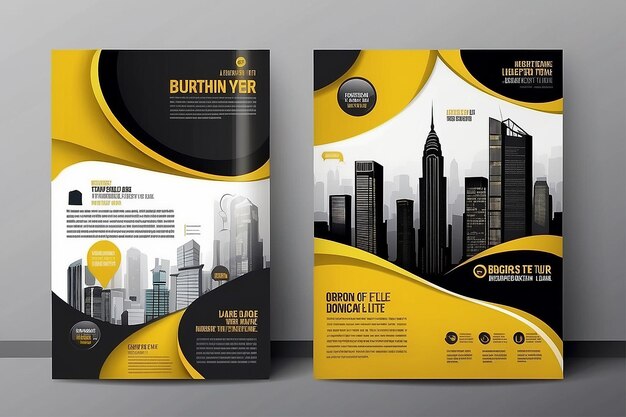 Business Leaflet Brochure Flyer template Design Set Corporate Flyer Template A4 Size Abstract Black and Yellow Speech Bubbles