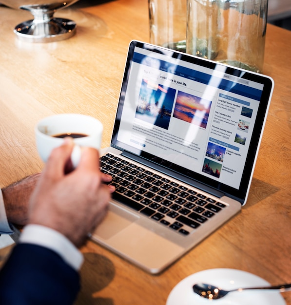 Business Man Browsing Laptop Concept