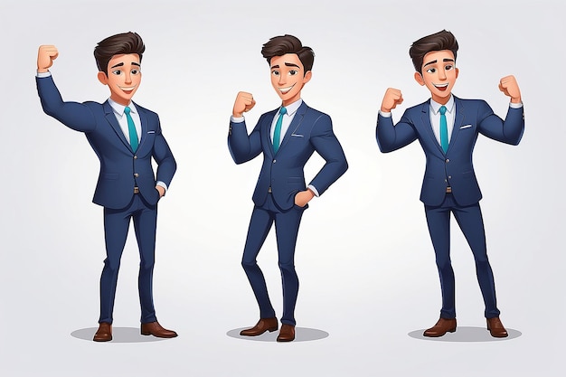 Business man cartoon character Winner concept