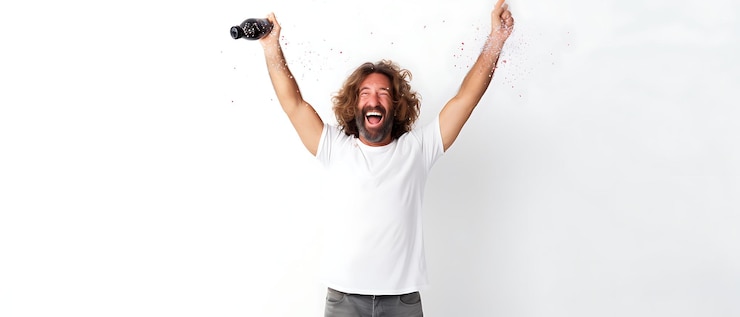 Photo business man celebrating new year birhtday worker man copy space