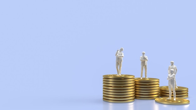 The Business man and coins for finance or money concept 3d rendering