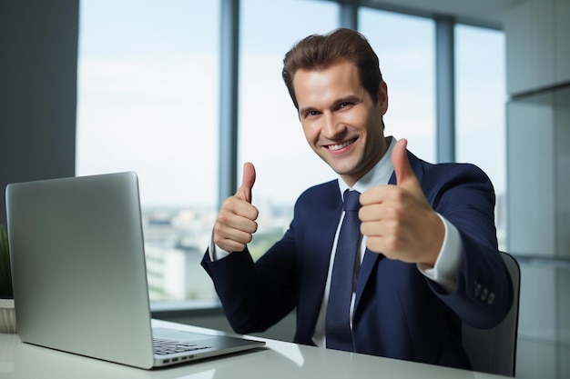 Business man giving thumbs up AI Generated