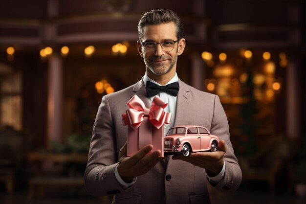 business man holding items