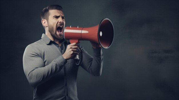 business man holding megaphone standing