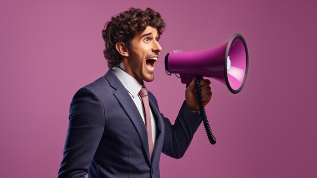 business man holding megaphone standing