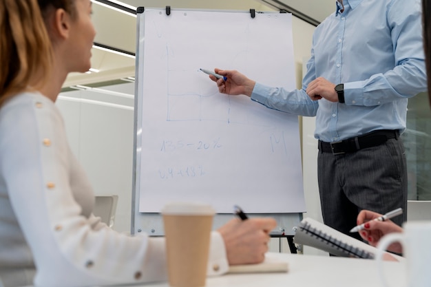 Photo business man holding a presentation in the office