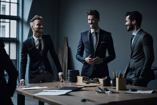 Business man in office posing for photo Generative AI