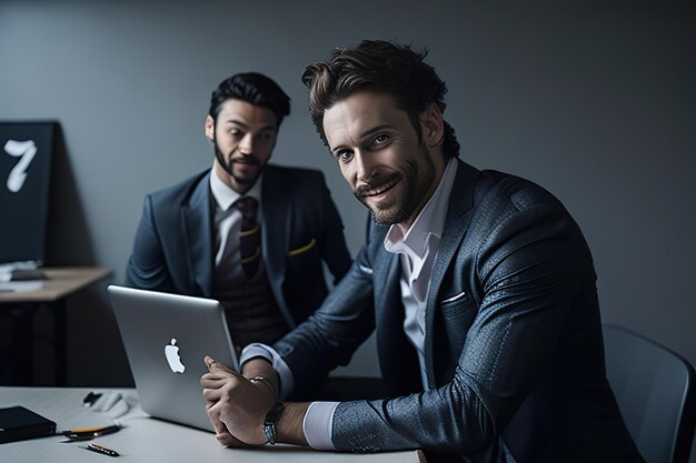 Business man in office posing for photo Generative AI