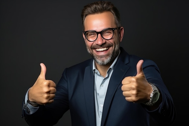 business man person Hand gesture thumbs up with Generative AI