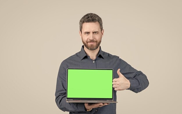 Business man presenting product presentation on computer office manager video conference