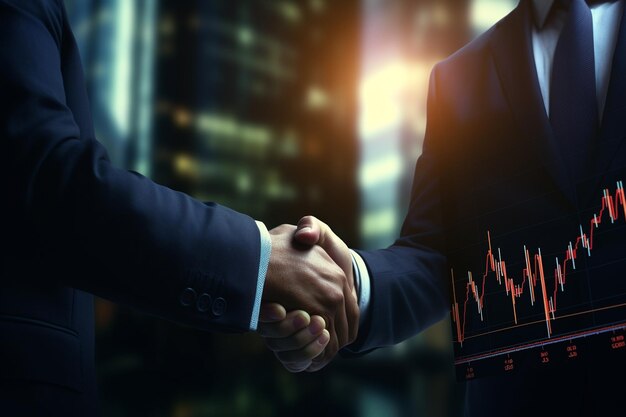 business man shaking hand with stock graph Stock market concept